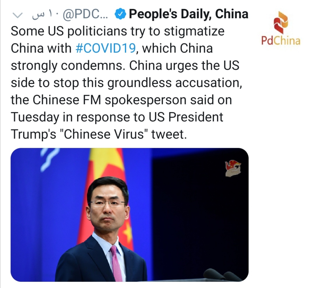 الصين تستنكر وترفض وصف ترامب لكورونا بالفيروس الصيني 