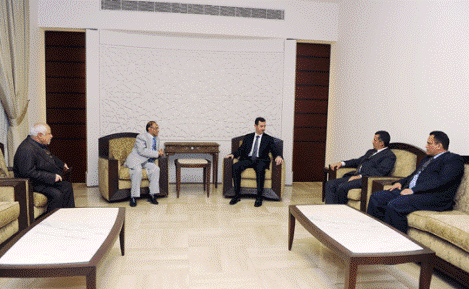 رئيس أحزاب اللقاء المشترك باليمن يلتقي بشار الأسد في دمشق