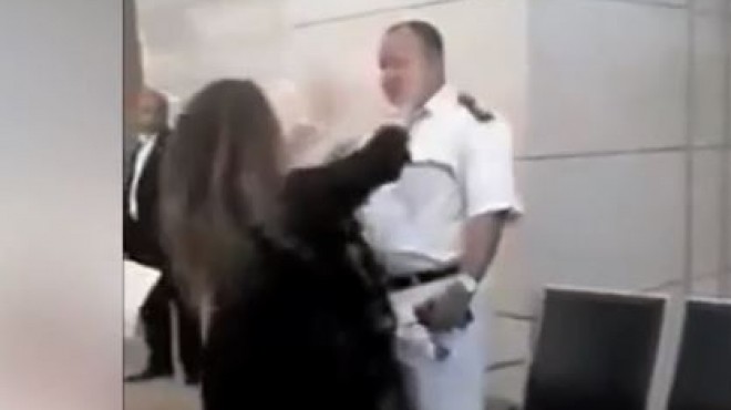 بالفيديو.. سيدة تعتدي على ضابط شرطة بمطار القاهرة