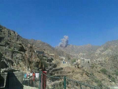 قصف سابق لطيران التحالف على مواقع الحوثيين بالقبيطة بلحج