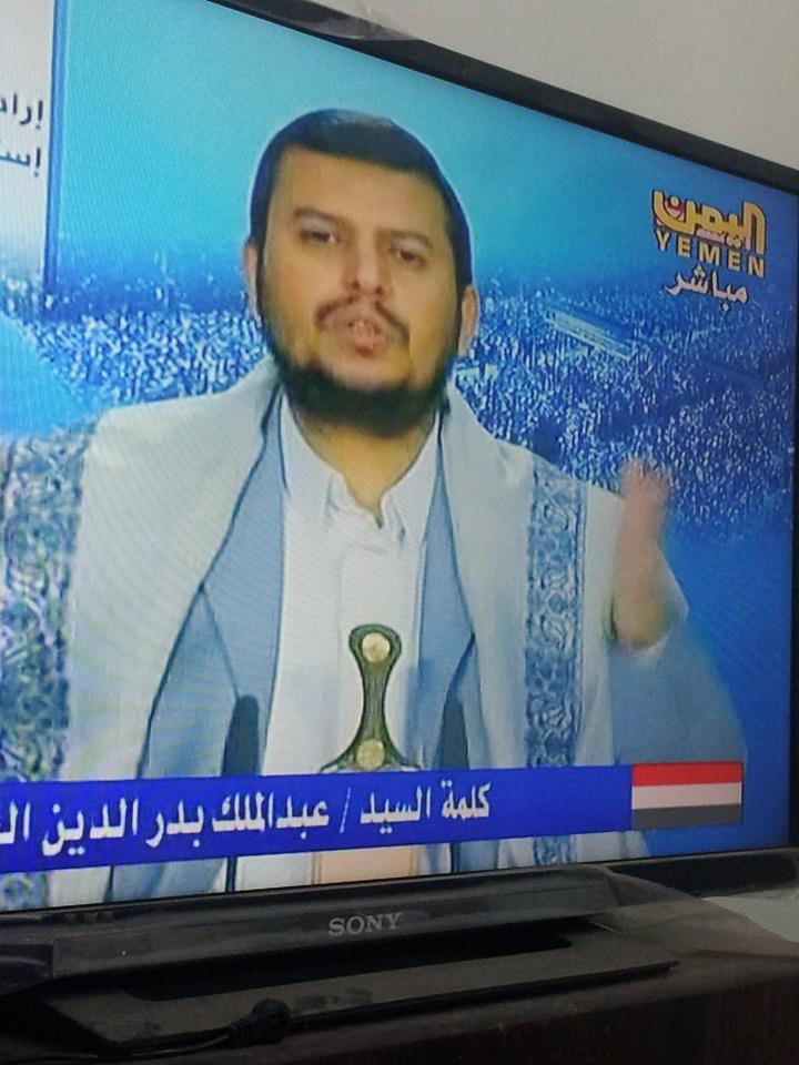 الفضائية اليمنية تبث كلمة عبدالملك الحوثي لأول مرة في تاريخ تأسي