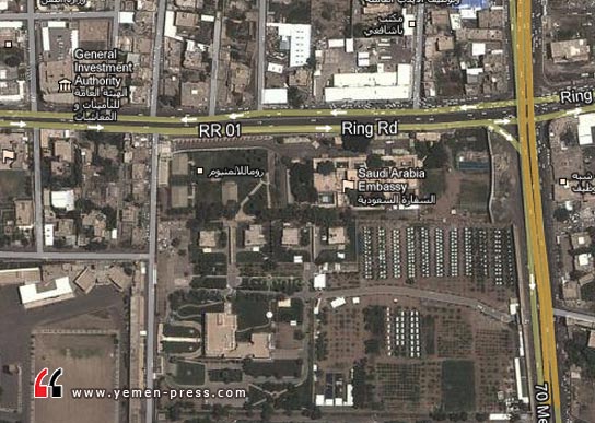 انتشار عربات مدرعة للجيش حول محيط السفارة السعودية بصنعاء