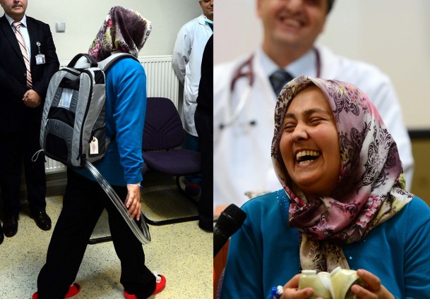 أول إمرأة بقلب اصطناعي يحمل يدويا في تركيا