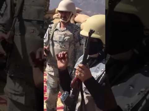 بالفيديو..سعودية تلقي كلمة للمرابطين في الحد الجنوبي بالزي العسكري والكلاشنكوف في يدها