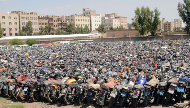 الدراجات النارية المحتجزة في مرور العاصمة صنعاء