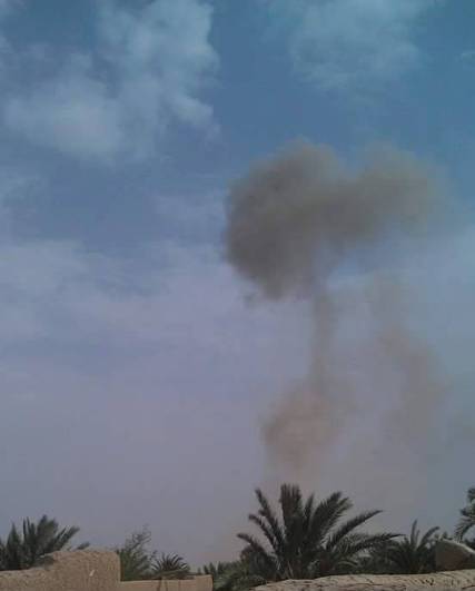 صورة لقصف طيران التحالف على مدينة الحزم بالجوف