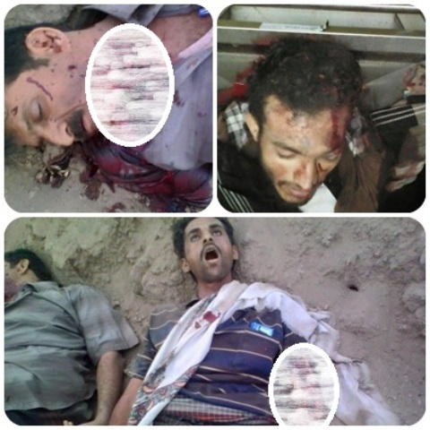 صورة مدمجة لجنود قيل أنهم تعرضوا للتصحفية على يد القاعدة في لحج