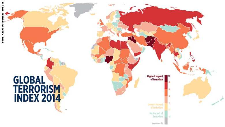 ترتيب دول الشرق الأوسط بحسب مؤشر الإرهاب الدولي للعام 2014