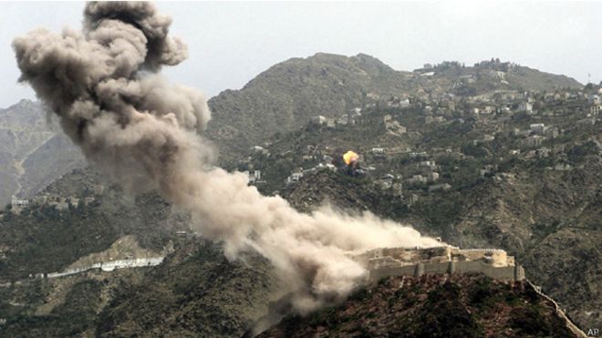 قصف جوي هو الأعنف على مواقع الحوثيين بمناطق متفرقة في تعز ومعارك بعدة جبهات