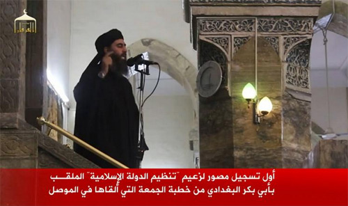 «فيديو» زعيم داعش البغدادي يظهر لأول مرة ويخطب الجمعة بالموصل ويطلب طاعته