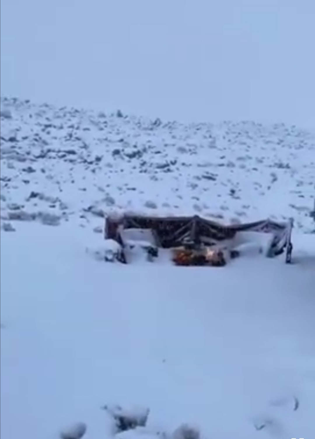 بالفيديو الثلوج تغطي مناطق شمال السعودية