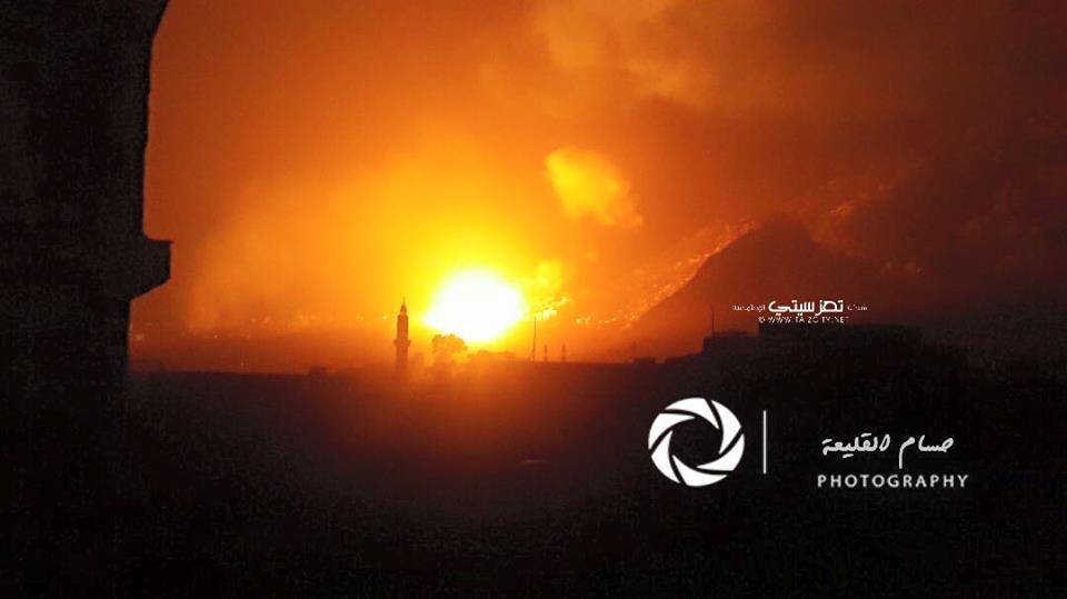 سلسلة غارات جوية هي الأعنف تستهدف مواقع الميليشيات الحوثية بمدينة تعز (صورة - المواقع المستهدفة)
