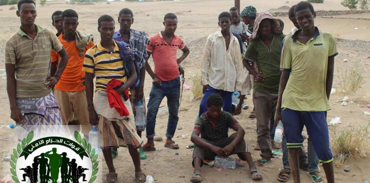 القبض على عشرات الأفارقة في لحج كانوا في طريقهم للقتال مع الحوثيين
