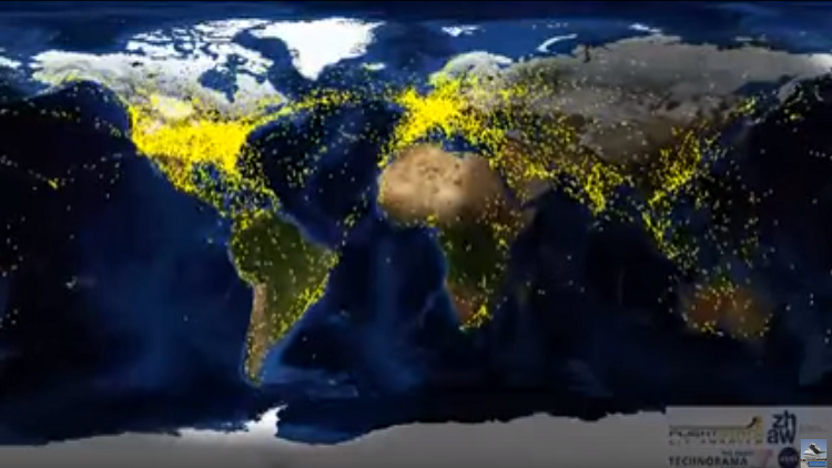 فيديو مدته دقيقة.. حركة الطائرات حول العالم في 24 ساعة!