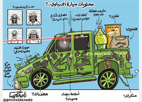 محتويات سيارة الدرباوي، للفنان ناصر خميس.