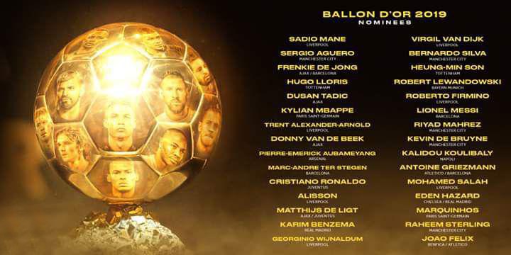 الإعلان رسميا عن قائمة المرشحين لجائزة الكرة الذهبية ، وصلاح ومحرز ضمن القائمة 