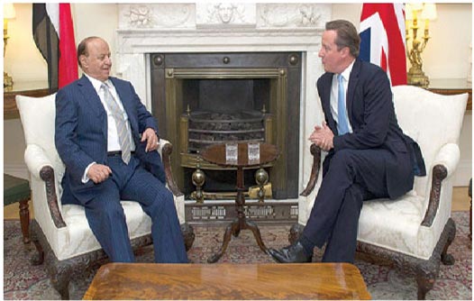 لقاء الرئيس هادي برئيس الوزراء البريطاني في لندن 