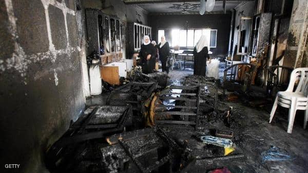 مدرسة أحرقها إسرائليون في غزة